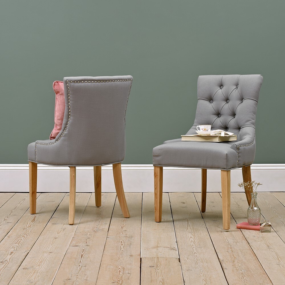Primrose Upholstered Button Back Chair - Grey – image 6