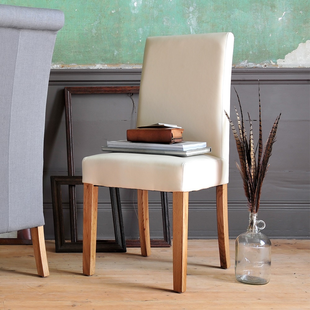 Aster Straight Back Leather Chair - Cream – image 3