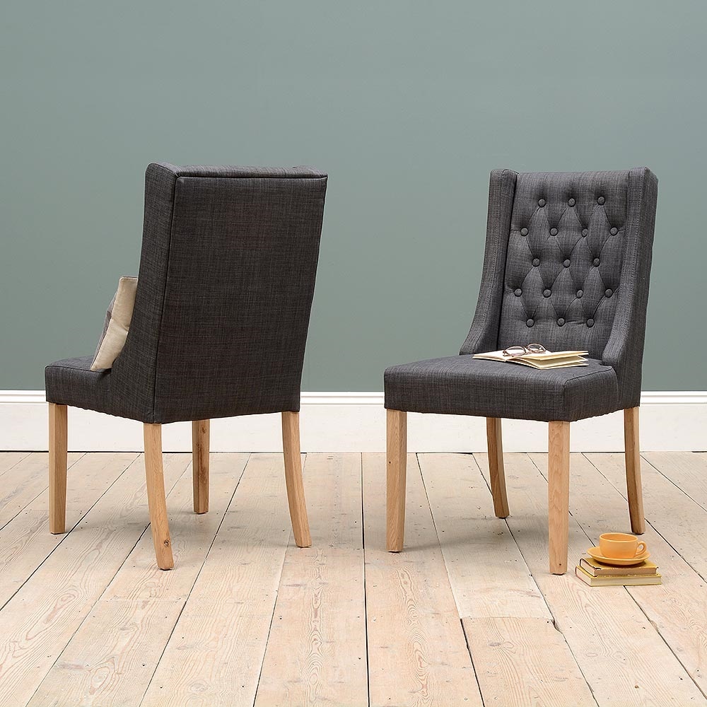 Foxglove Winged Buttoned Chair - Charcoal Grey – image 3