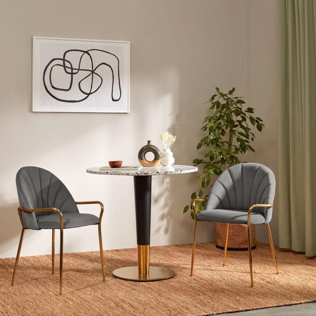 £40 Off Sylvia Carver Dining Chair, Grey Velvet & Black Leg Colour: Black – image 2