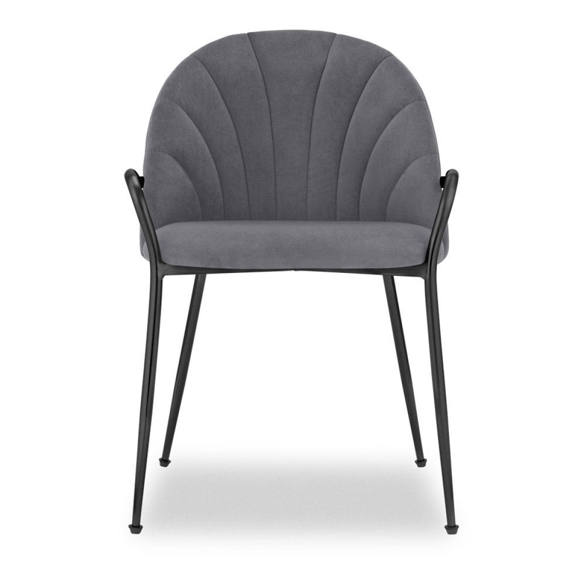 £40 Off Sylvia Carver Dining Chair, Grey Velvet & Black Leg Colour: Black – image 3