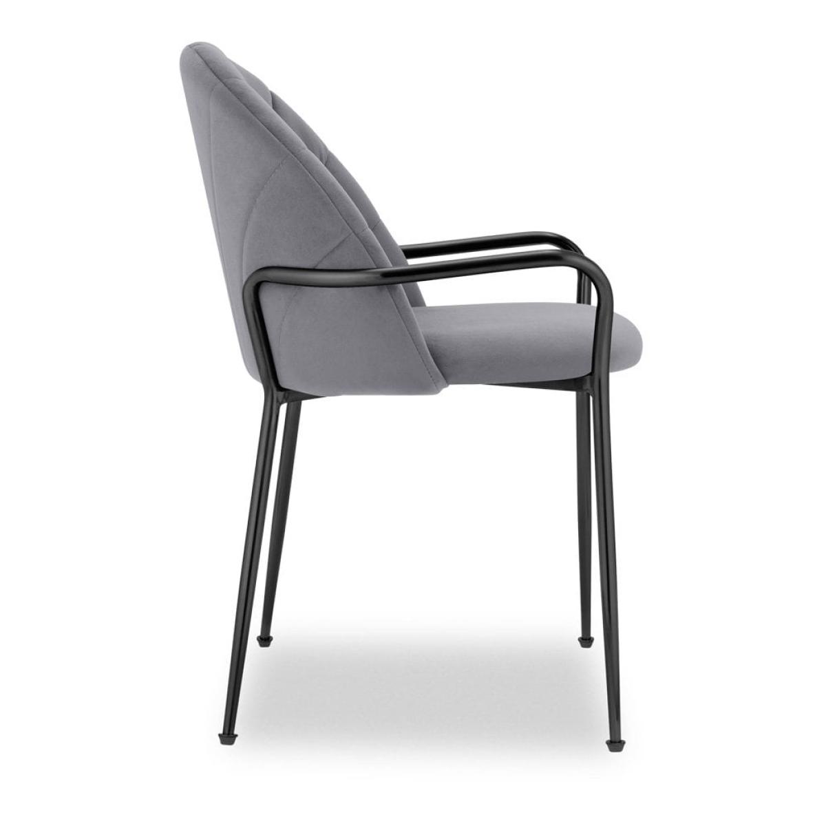 £40 Off Sylvia Carver Dining Chair, Grey Velvet & Black Leg Colour: Black – image 4