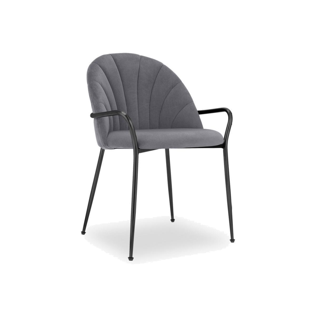 £40 Off Sylvia Carver Dining Chair, Grey Velvet & Black Leg Colour: Black – image 1