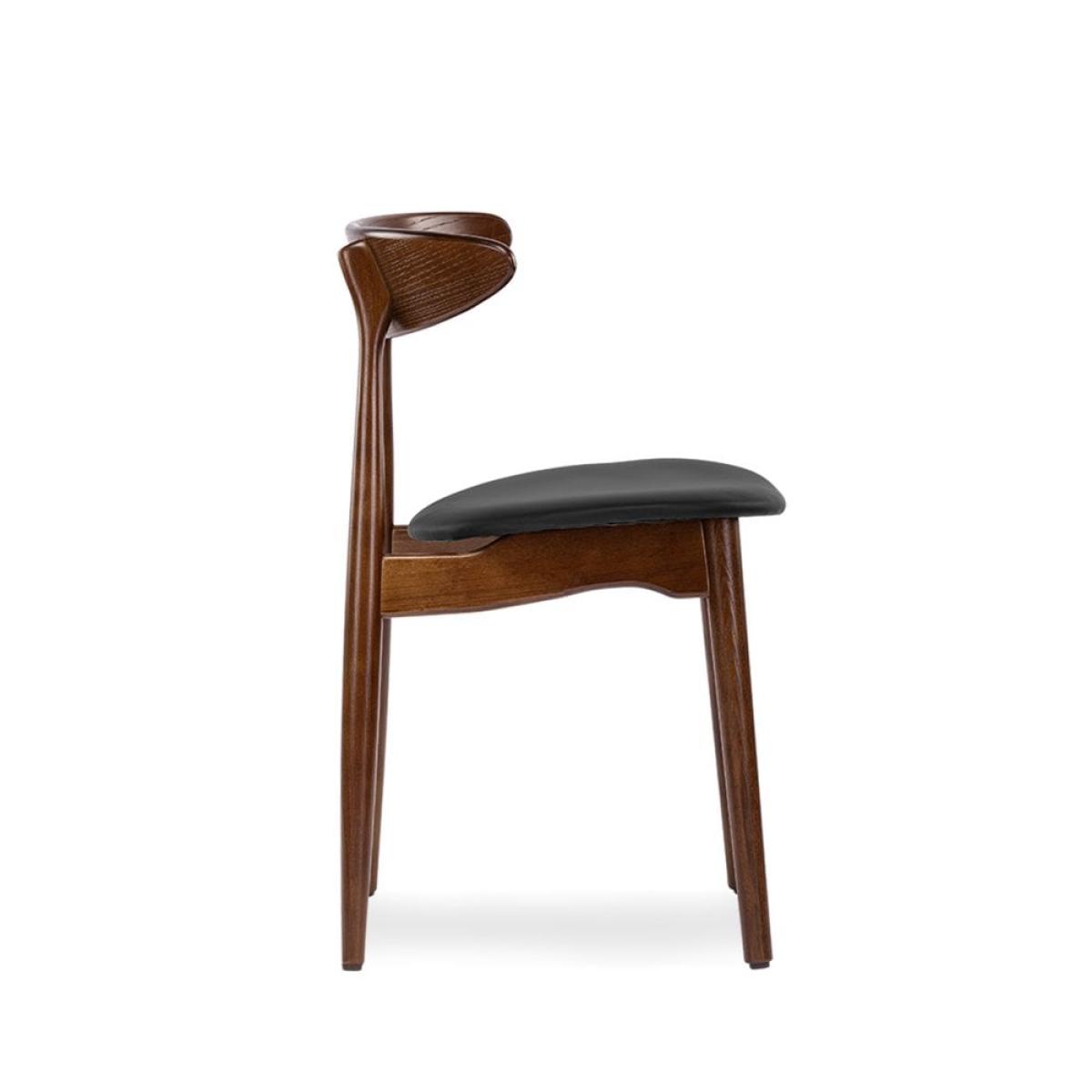 Malmros Wooden Dining Chair, Noir Black & Walnut – image 4
