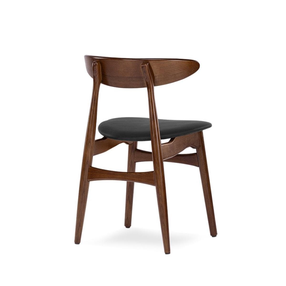 Malmros Wooden Dining Chair, Noir Black & Walnut – image 5