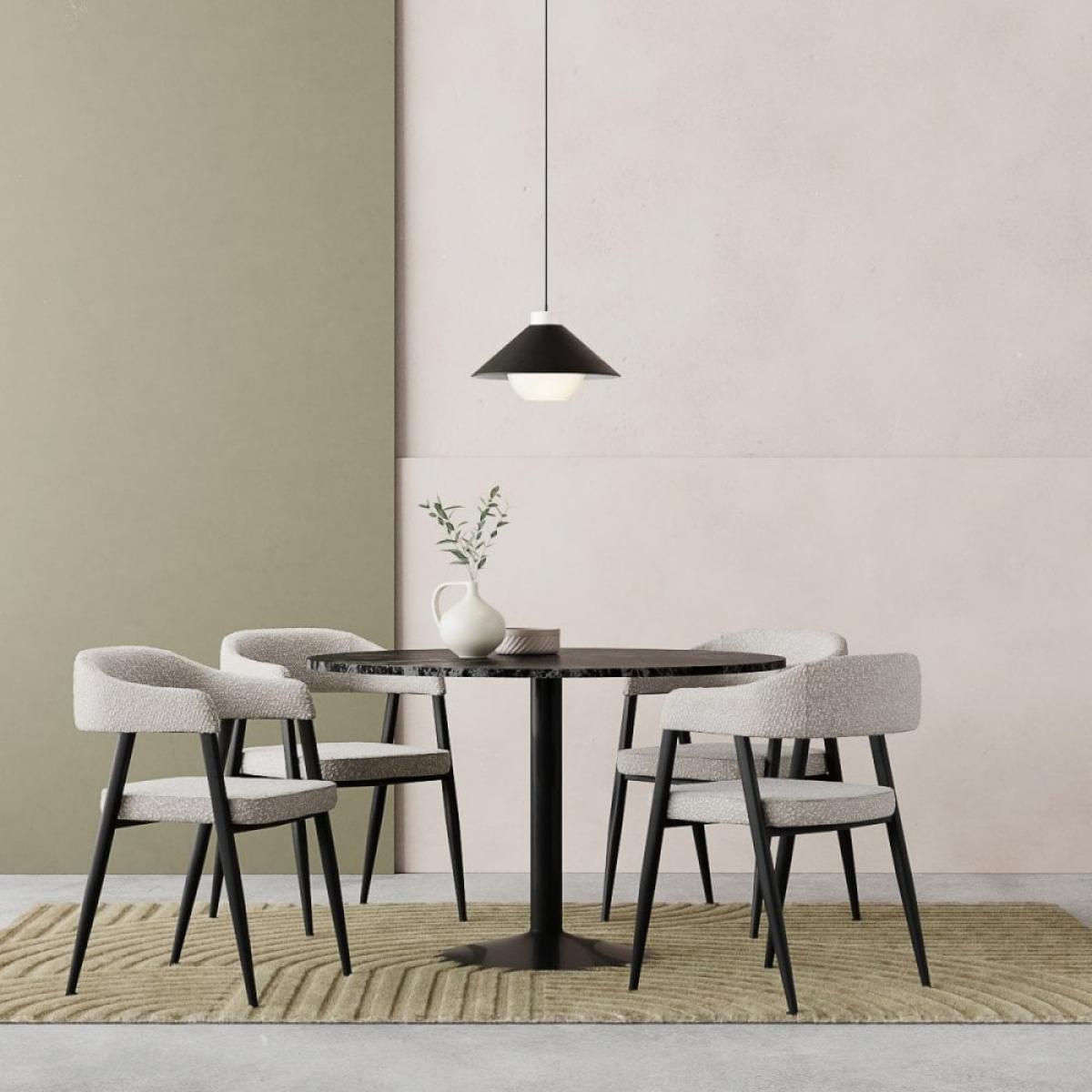 £260 Off Ibiza & Presley 4 Chairs Dining Set, Black & Speckled Stone Sustainable Boucle – image 1