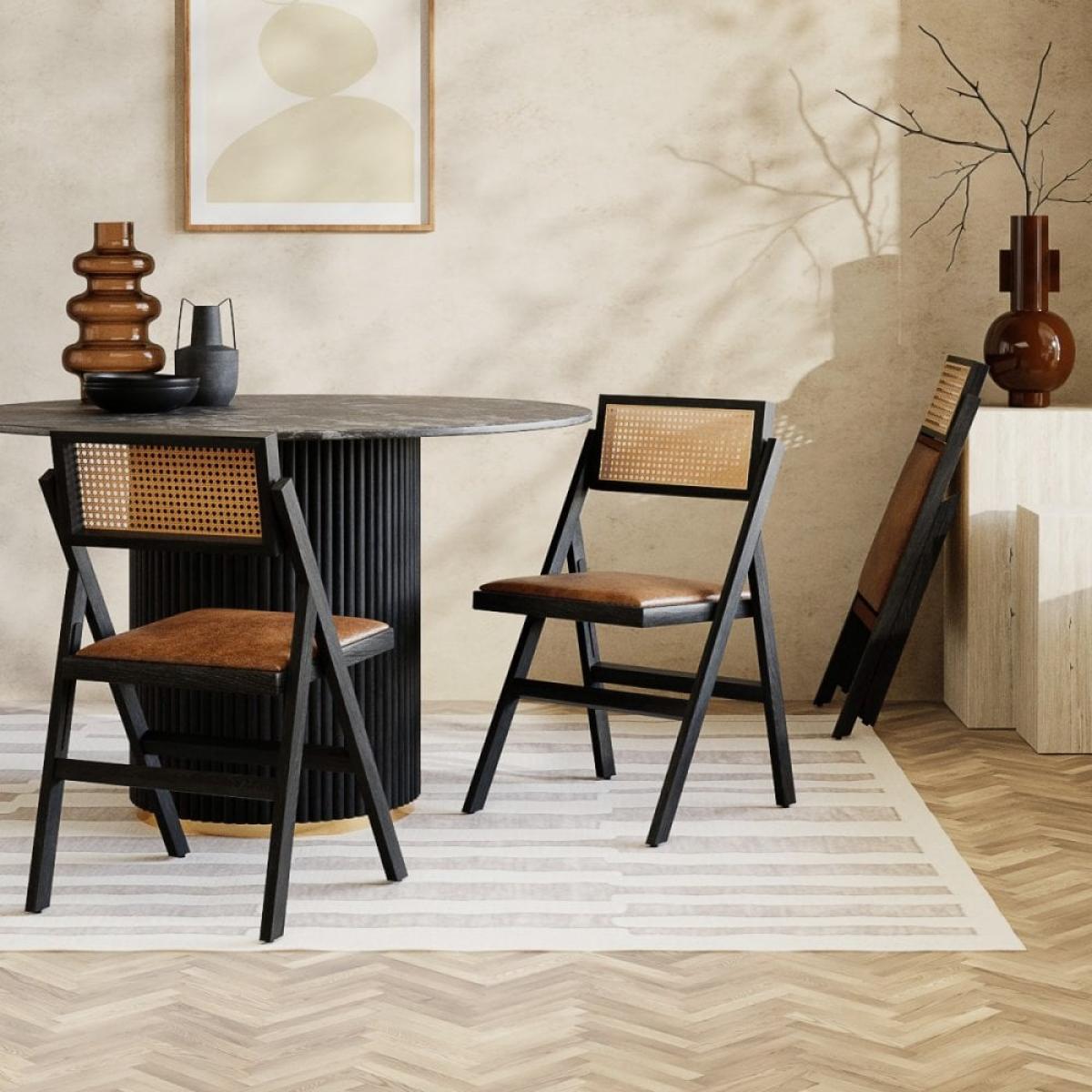 £10 Off Palmer Wooden Folding Dining Chair, Tan & Black – image 2