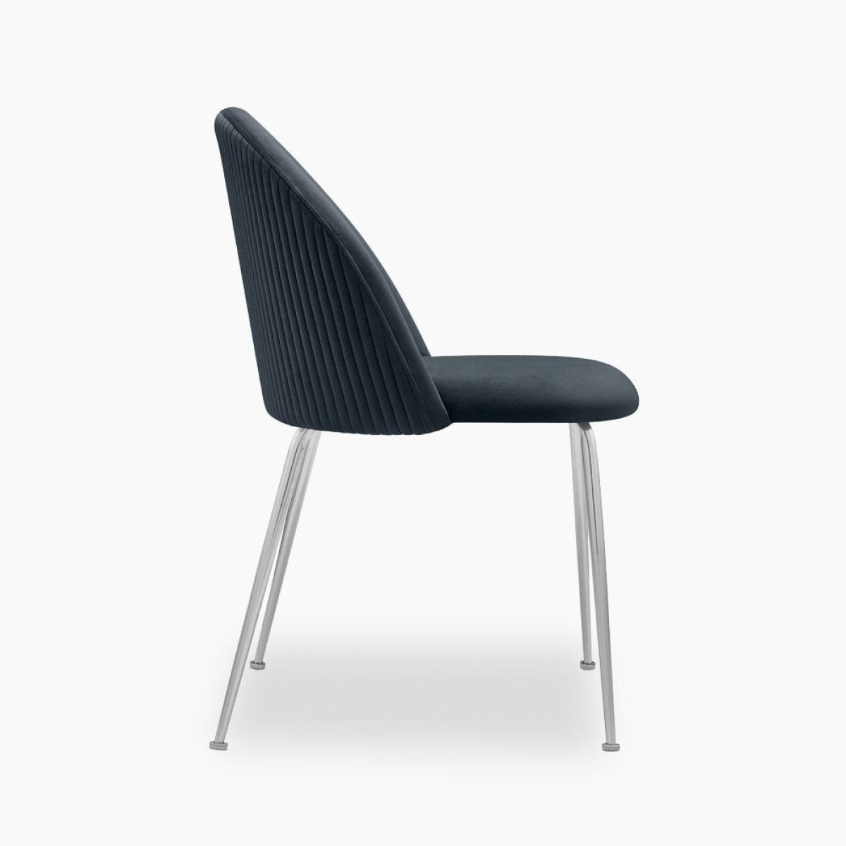 Nova Dining Chair, Midnight Grey Recycled Velvet Leg Colour: Chrome – image 2