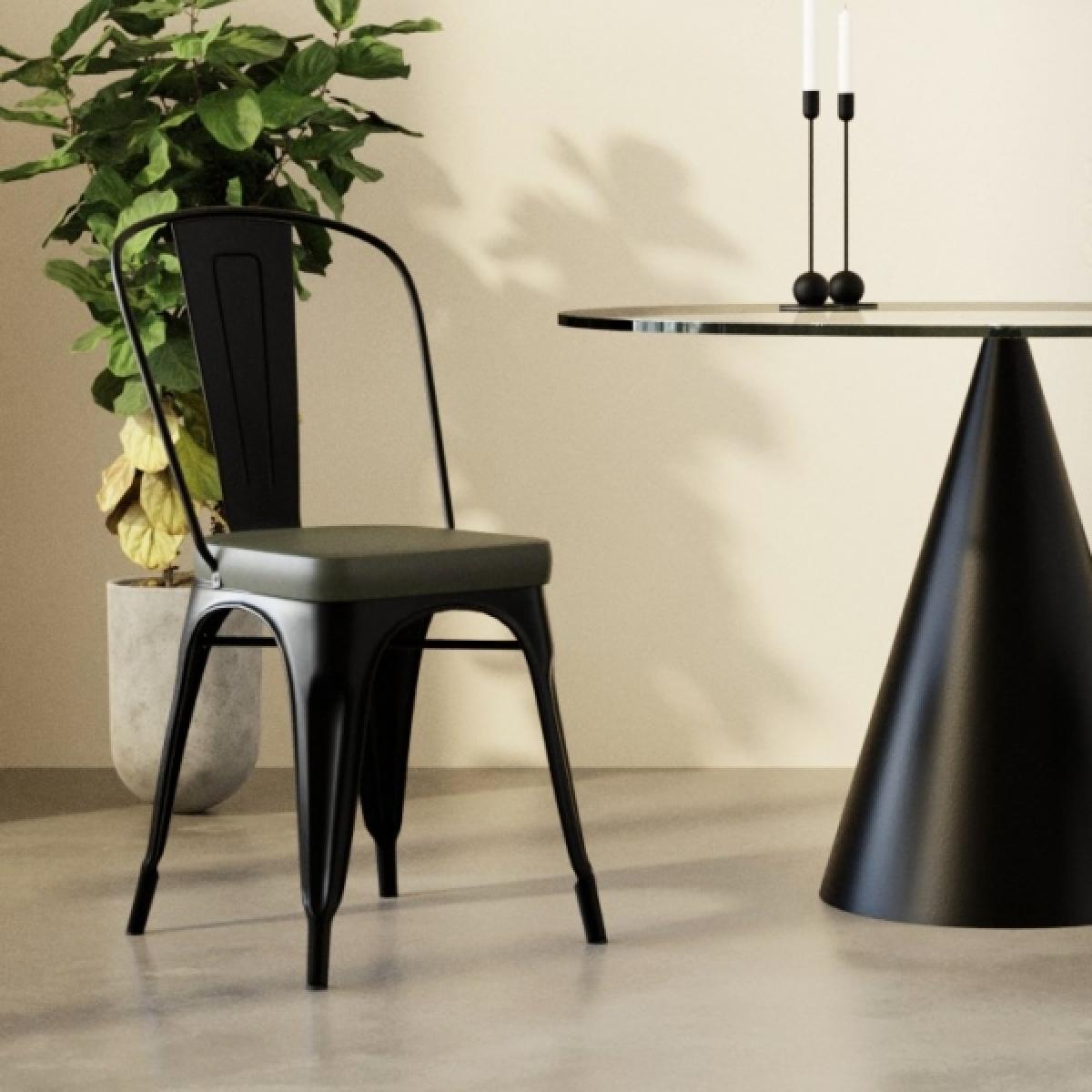 Xavier Pauchard Tolix Style Metal Dining Chair, Vintage Green & Black – image 1