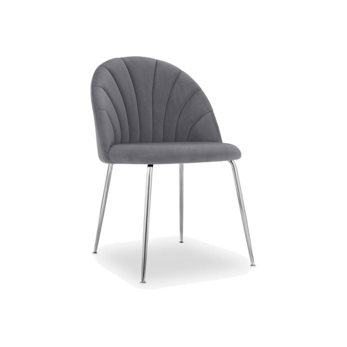 £40 Off Sylvia Dining Chair, Grey Velvet Leg Colour: Chrome – image 1