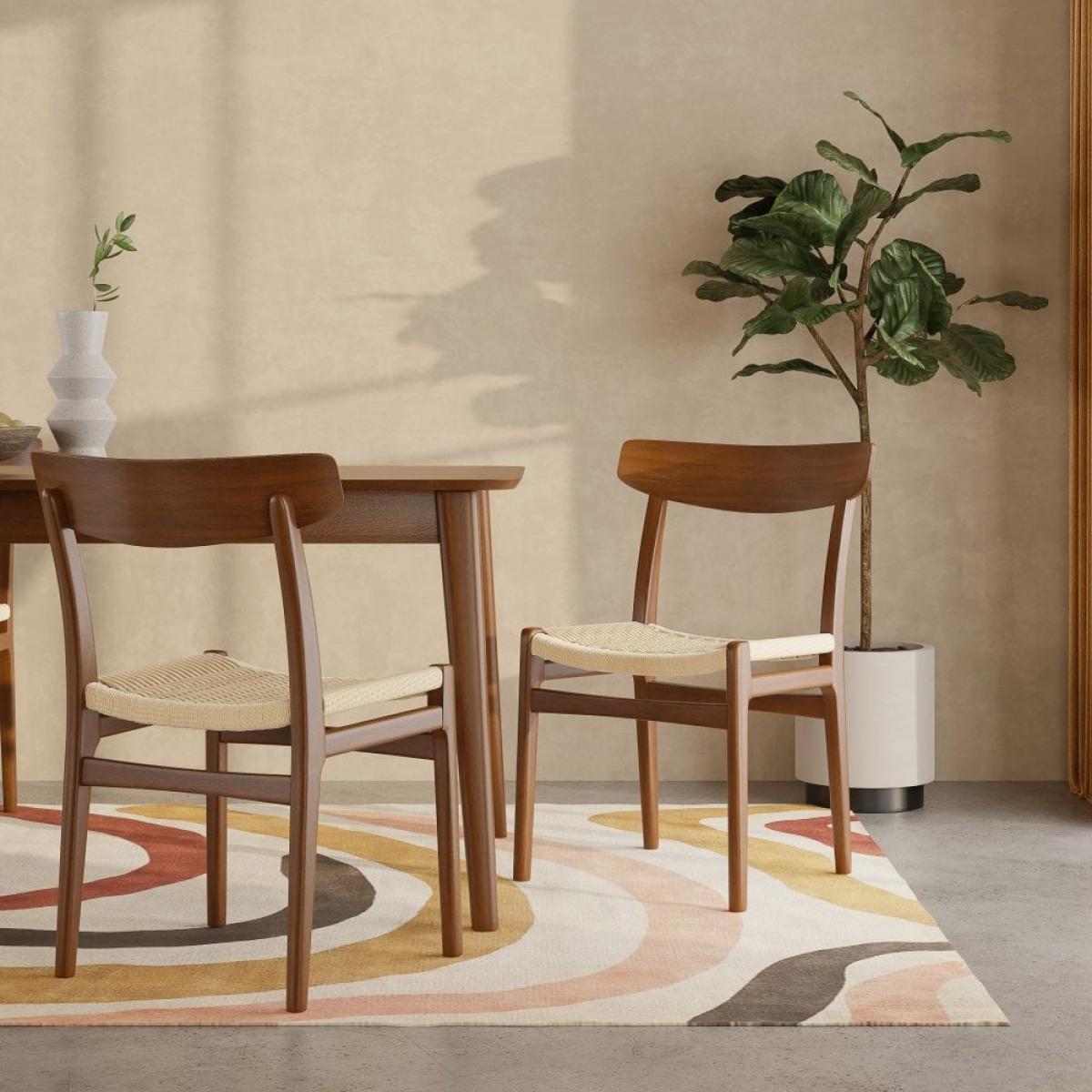 Camberwell Dining Chair, Natural Weave & Walnut – image 2