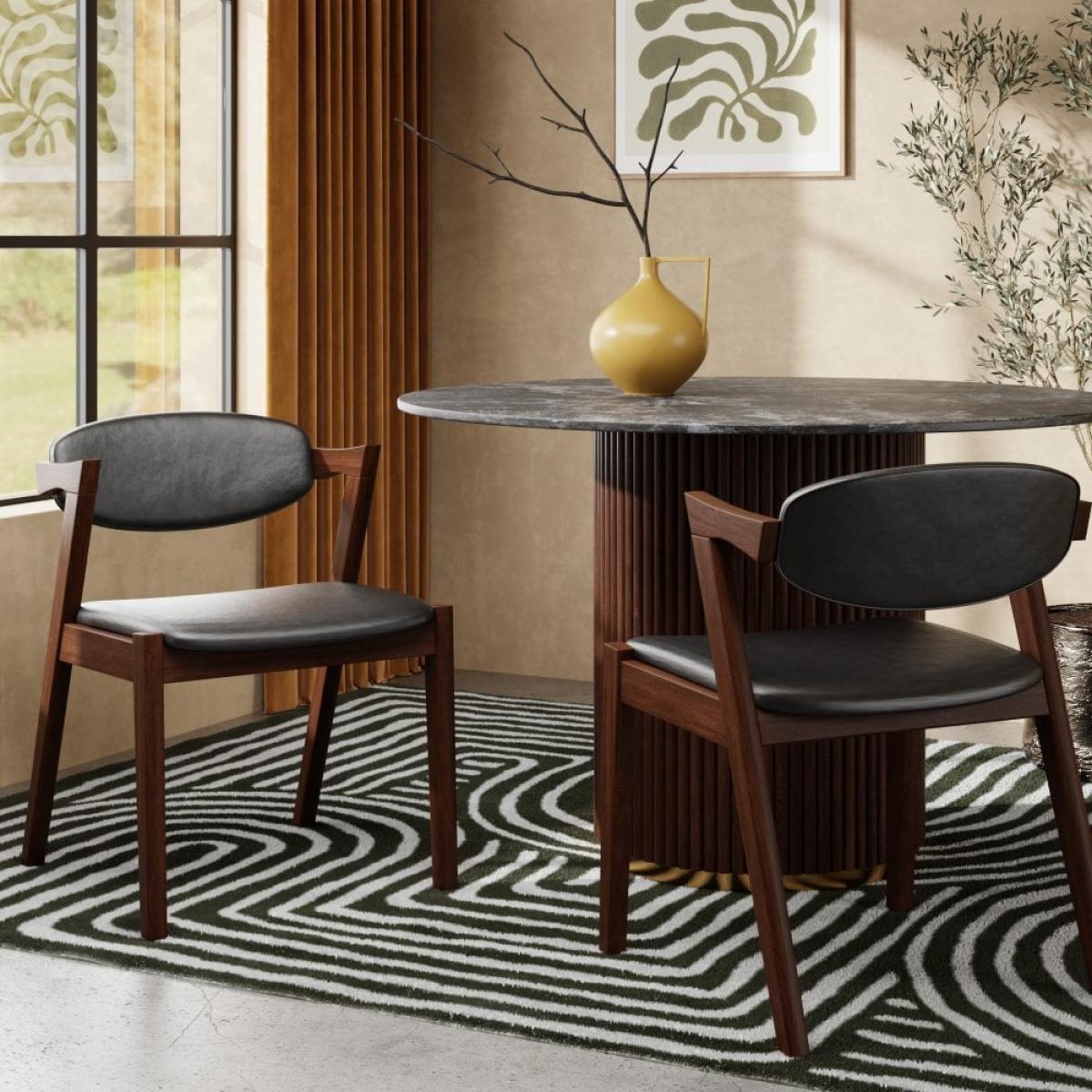 Ottis Wooden Carver Dining Chair, Black & Walnut – image 1