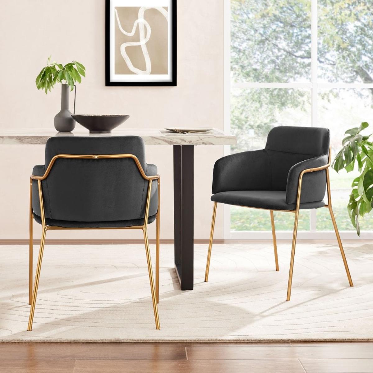 Harriet Carver Dining Chair, Midnight Grey Recycled Velvet – image 2
