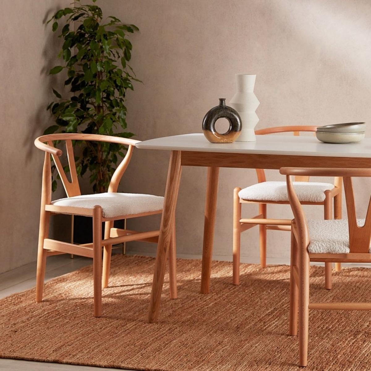 Wish Wooden Chair, Ivory White Boucle & Natural – image 2
