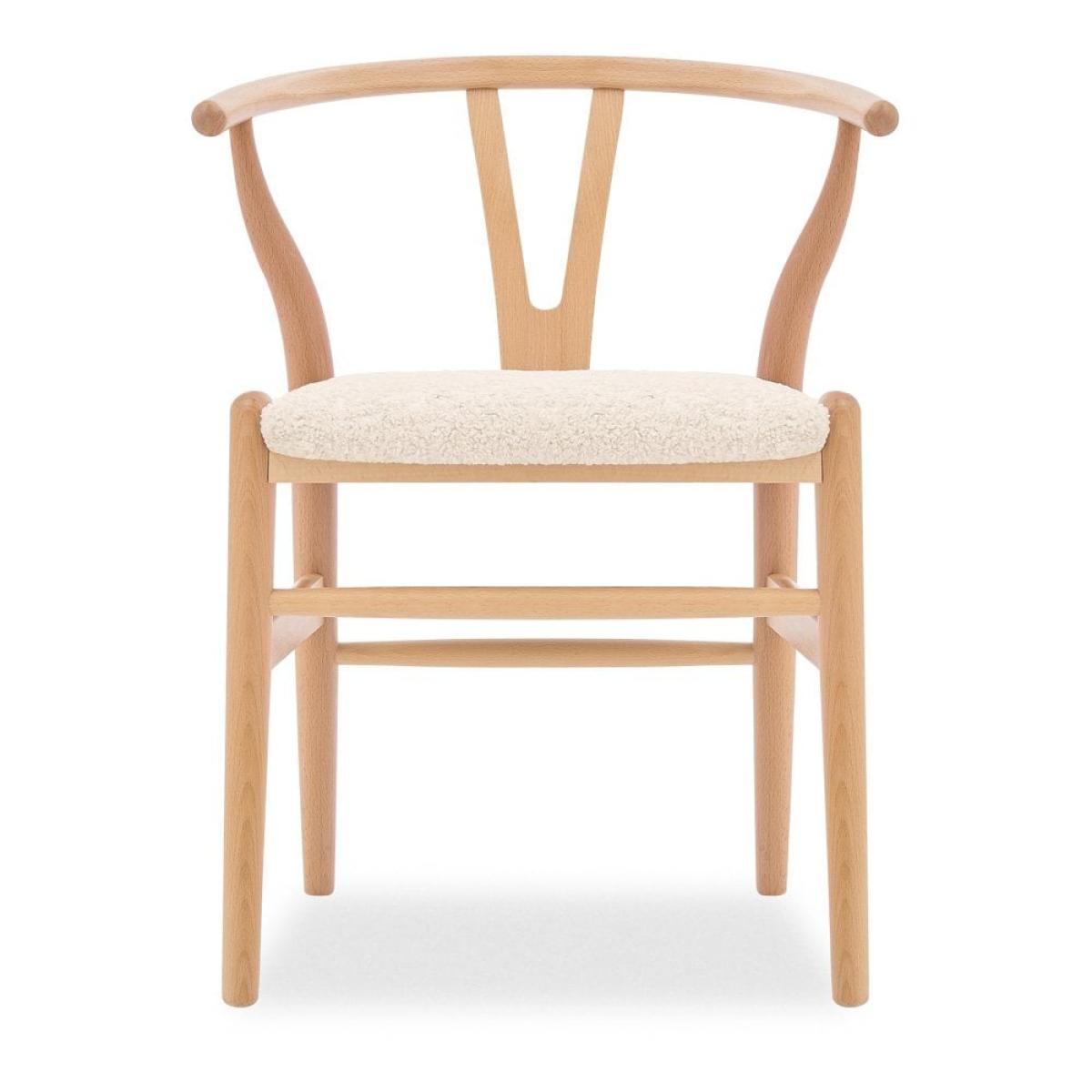 Wish Wooden Chair, Ivory White Boucle & Natural – image 3