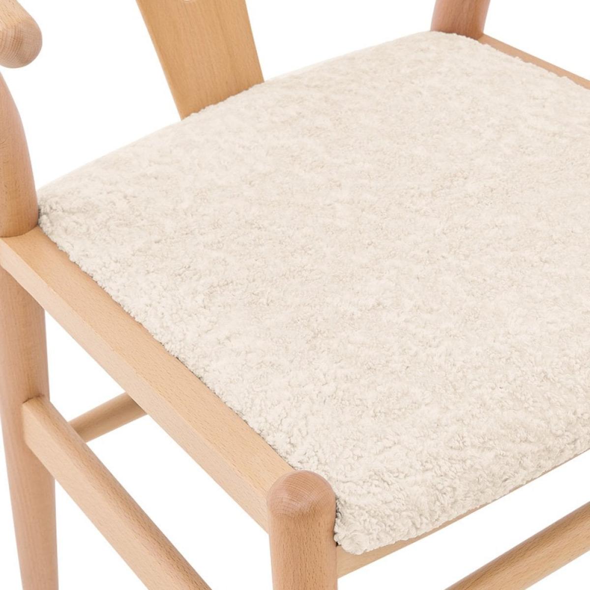 Wish Wooden Chair, Ivory White Boucle & Natural – image 7