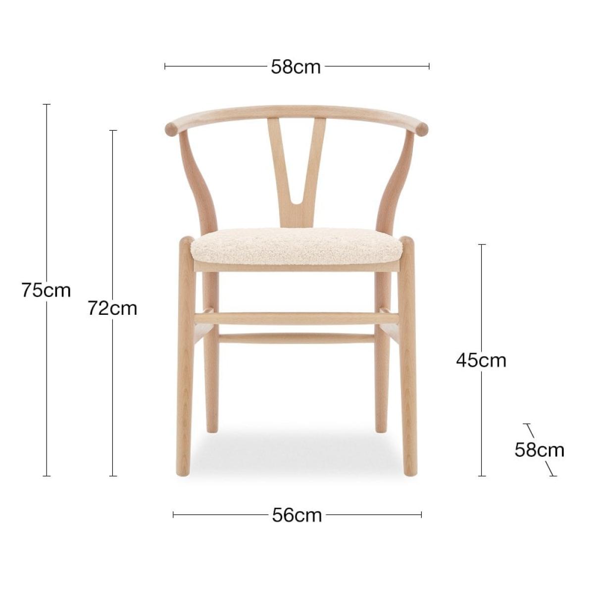 Wish Wooden Chair, Ivory White Boucle & Natural – image 8