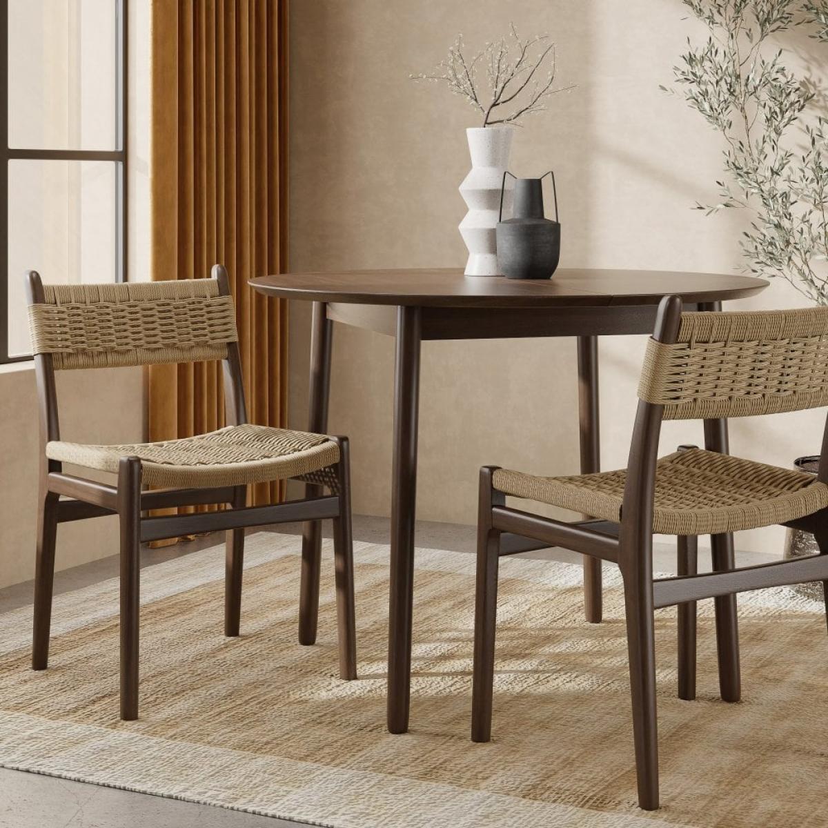 Alma Dining Chair, Natural Weave & Walnut – image 3