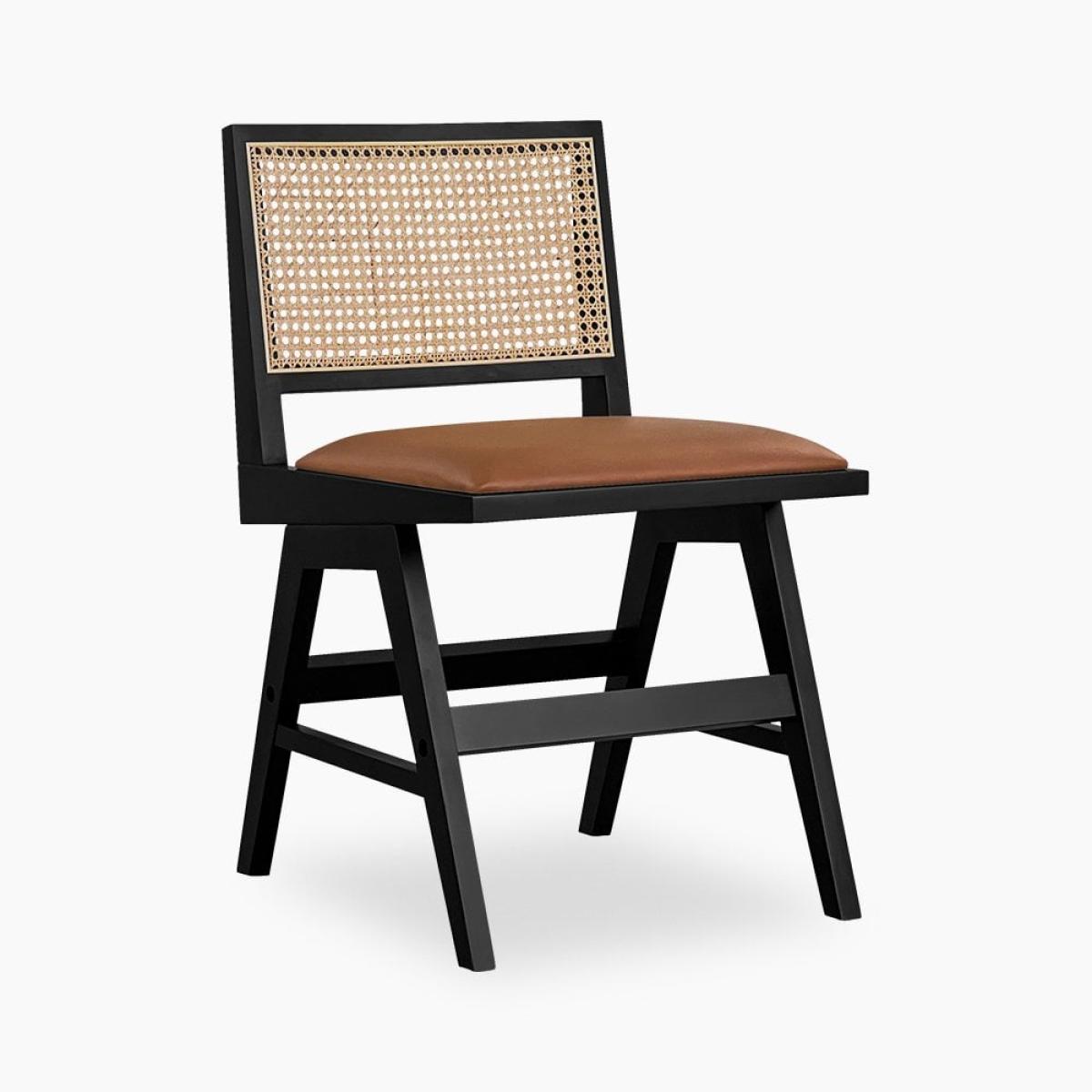 Cleo Wooden Dining Chair, Tan & Black – image 2