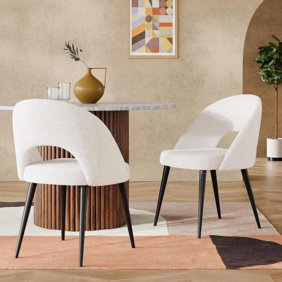 Lucille Dining Chair, Ivory White Boucle – image 2