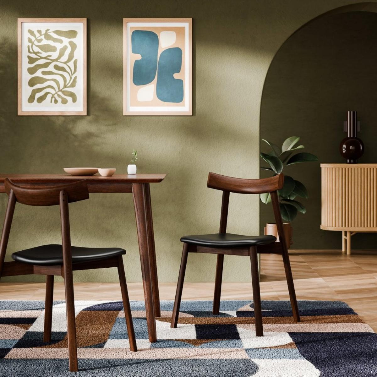 Clyde Wooden Dining Chair, Black & Walnut – image 1