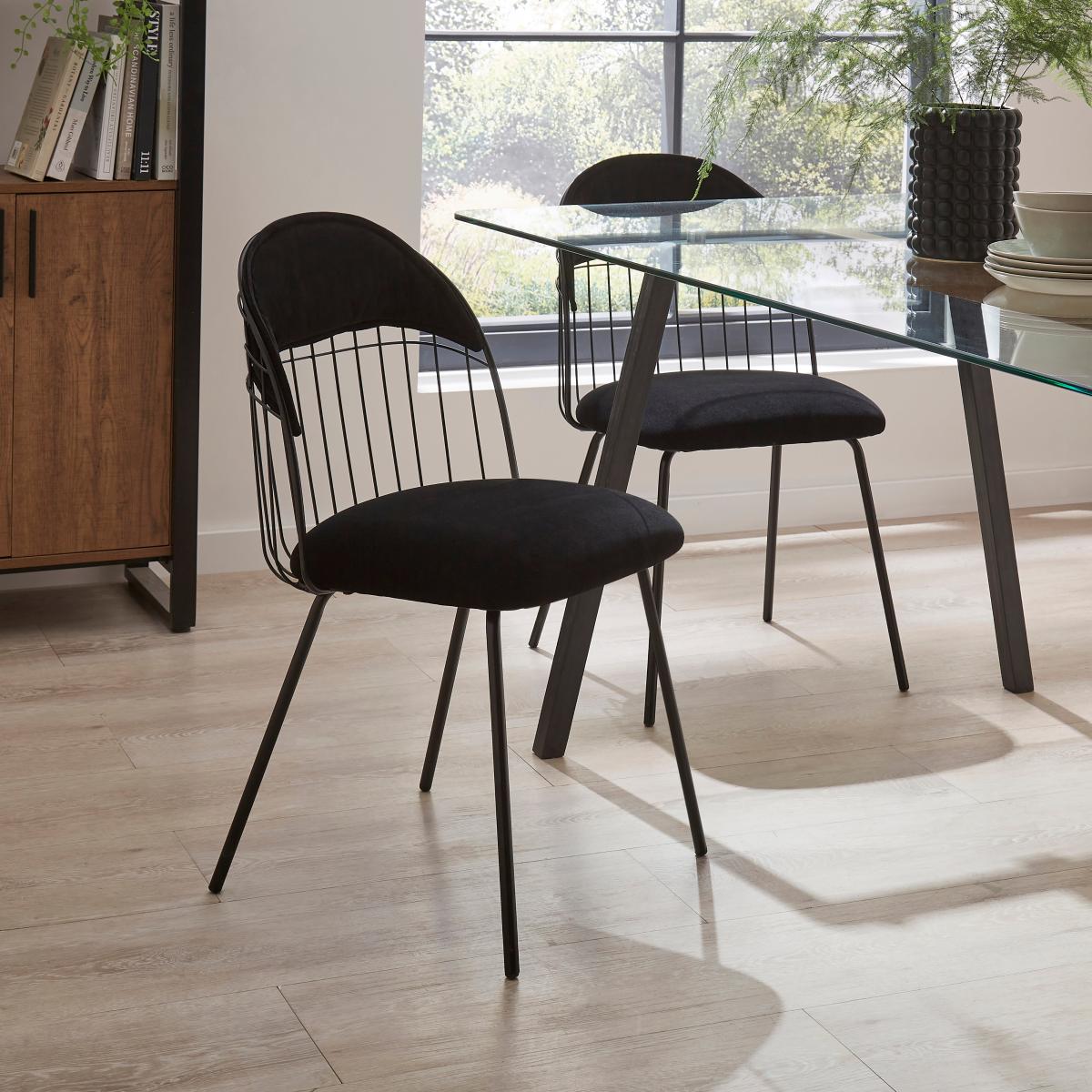 Marcela Set of 2 Chairs, Black Velvet Black Velvet – image 1