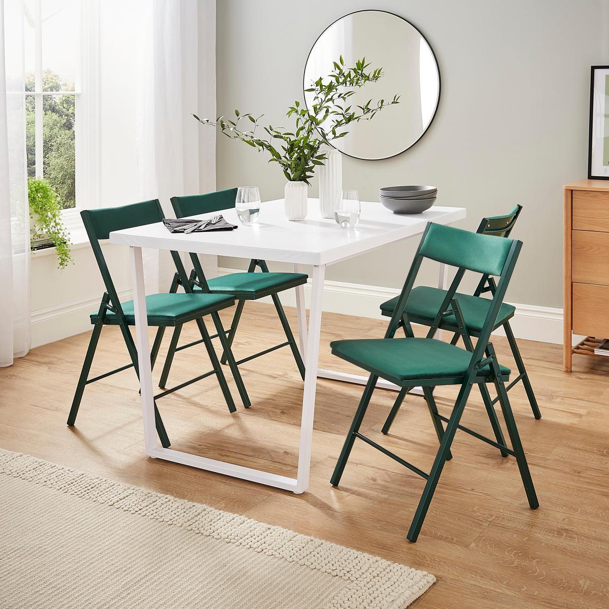 Emily Folding Dining Chair, Velvet Bottle (Green) – image 2