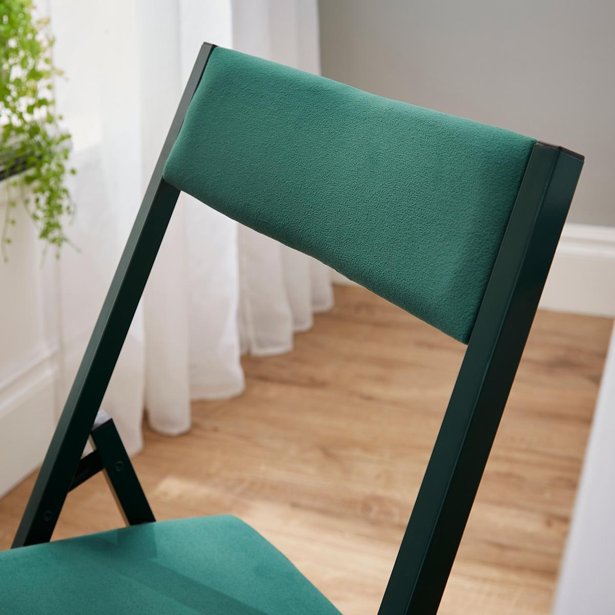 Emily Folding Dining Chair, Velvet Bottle (Green) – image 3