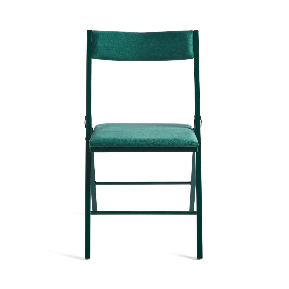 Emily Folding Dining Chair, Velvet Bottle (Green) – image 4