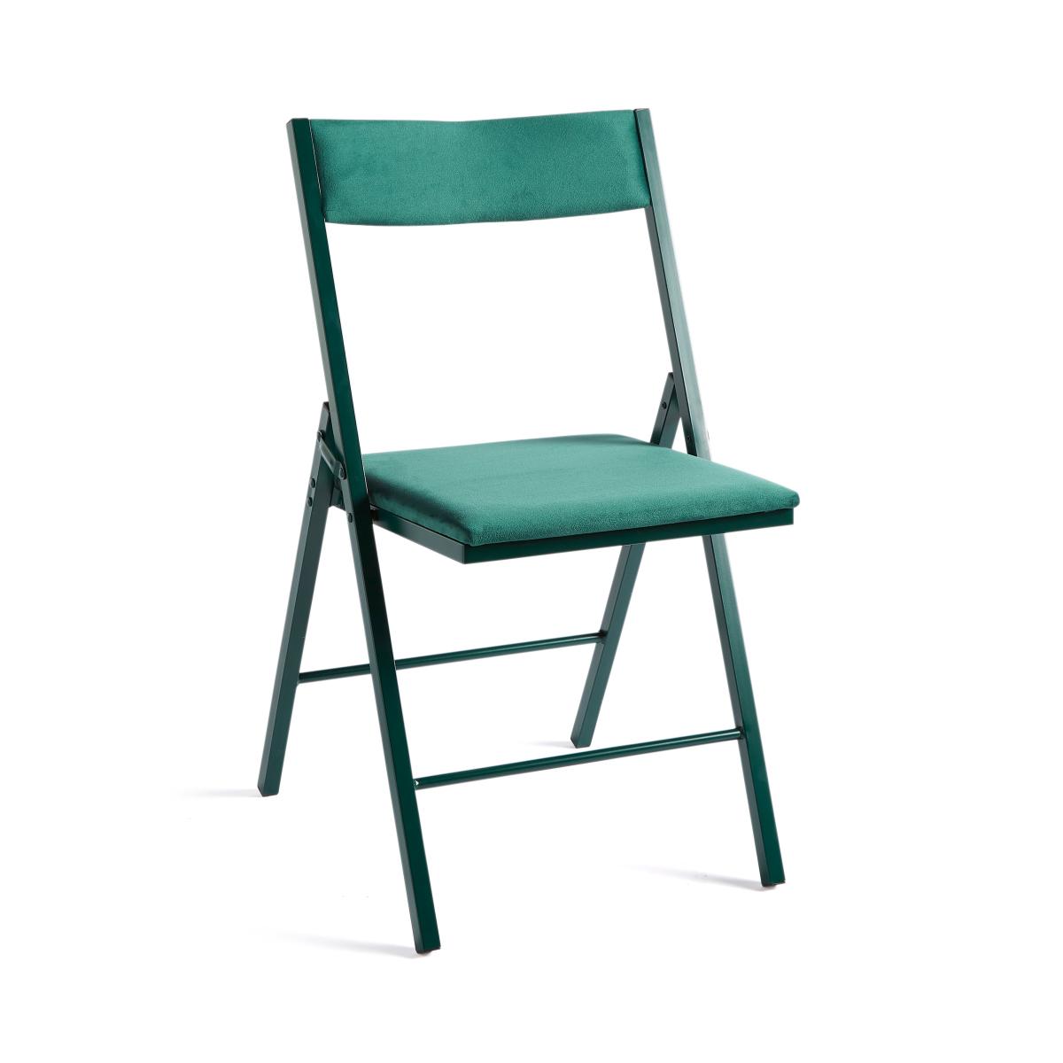 Emily Folding Dining Chair, Velvet Bottle (Green) – image 5
