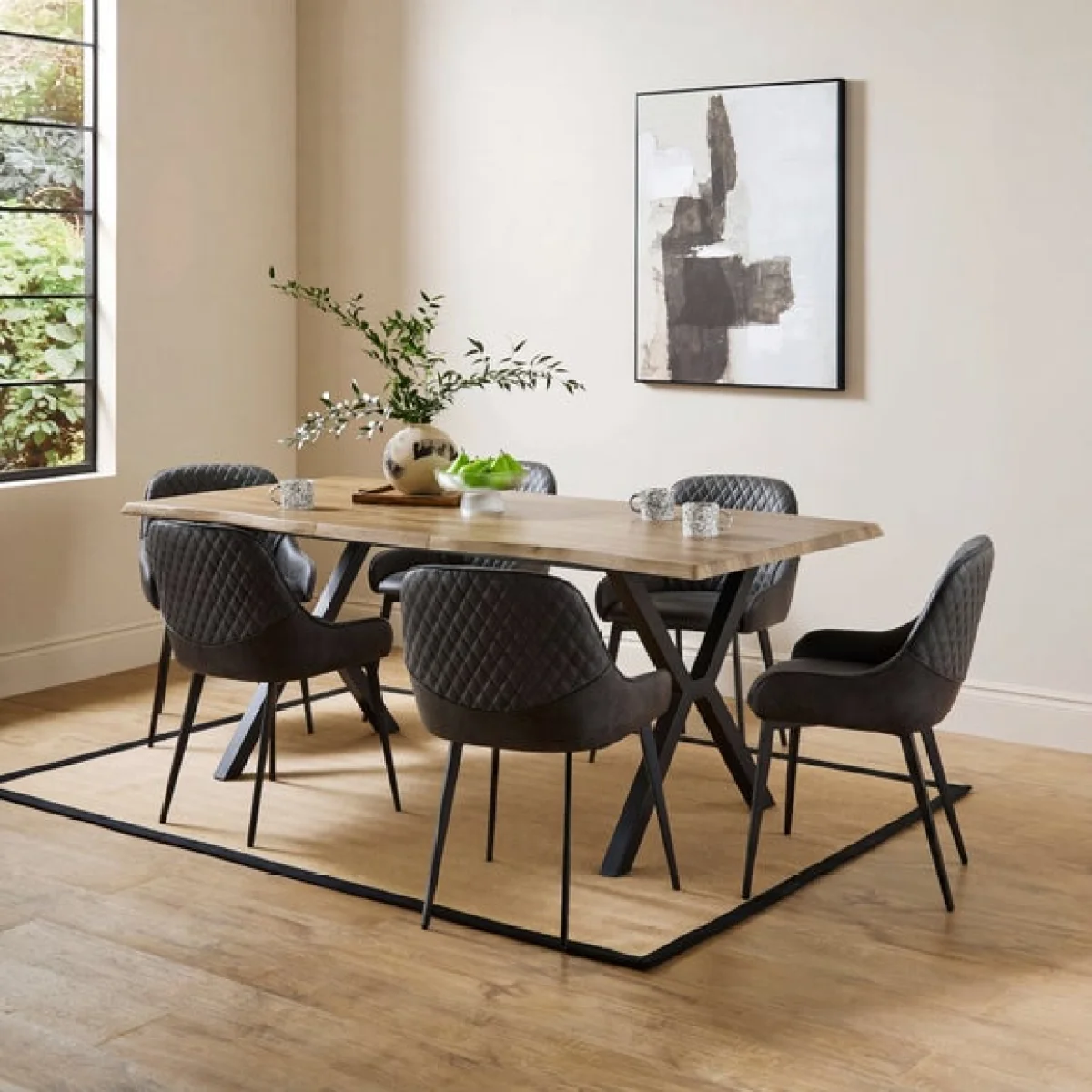 Hudson Set of 2 Dining Chairs, Faux Leather – image 2