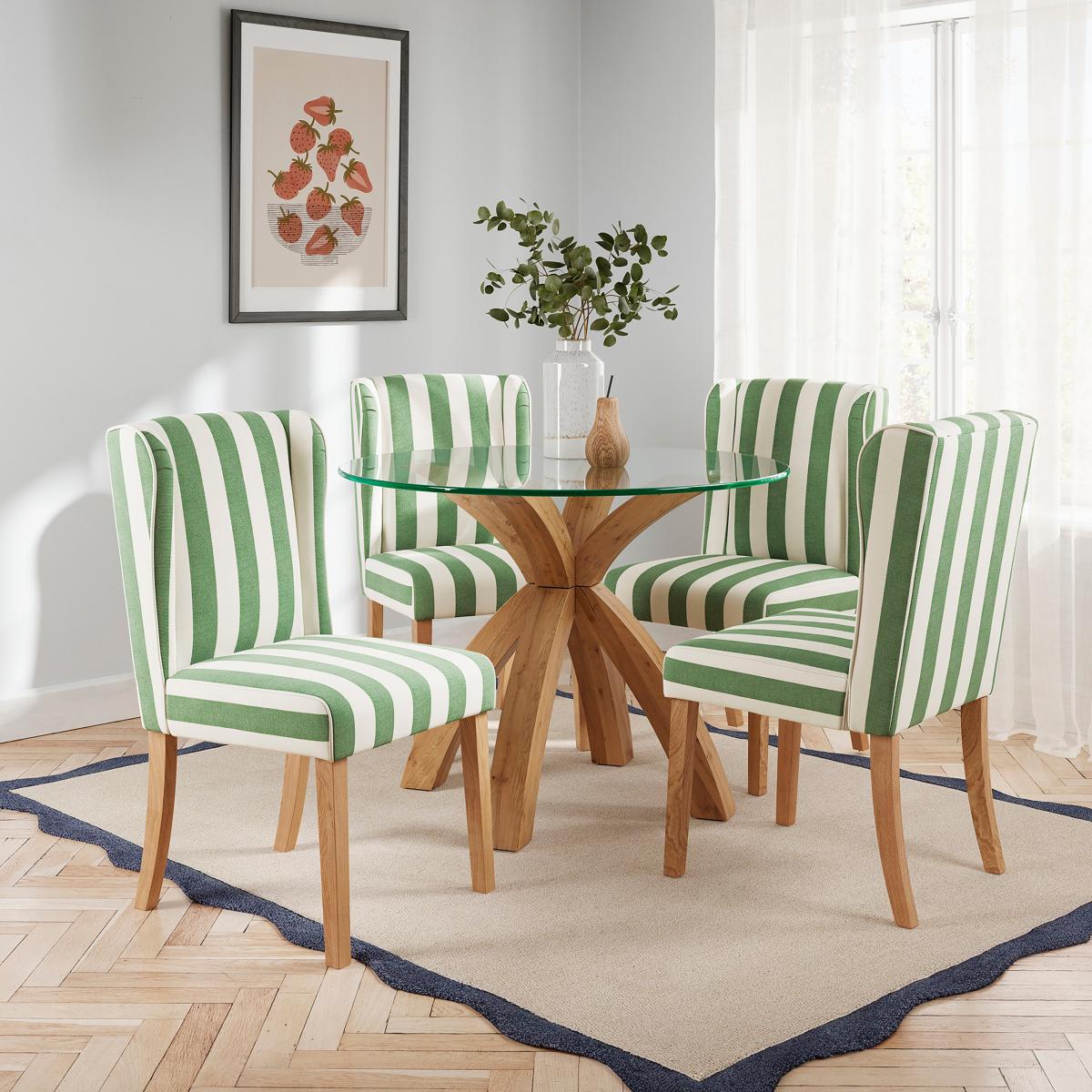 Oswald Dining Chair, Striped Print Olive – image 2