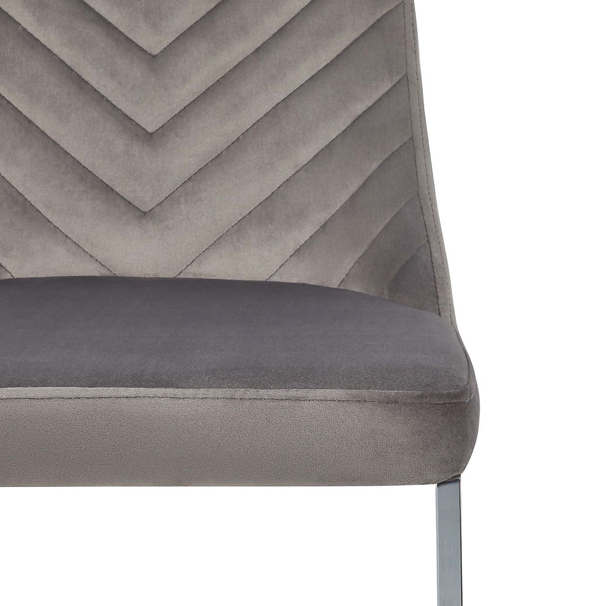 Nova Set of 2 Dining Chairs Grey Brushed Velvet Grey – image 6