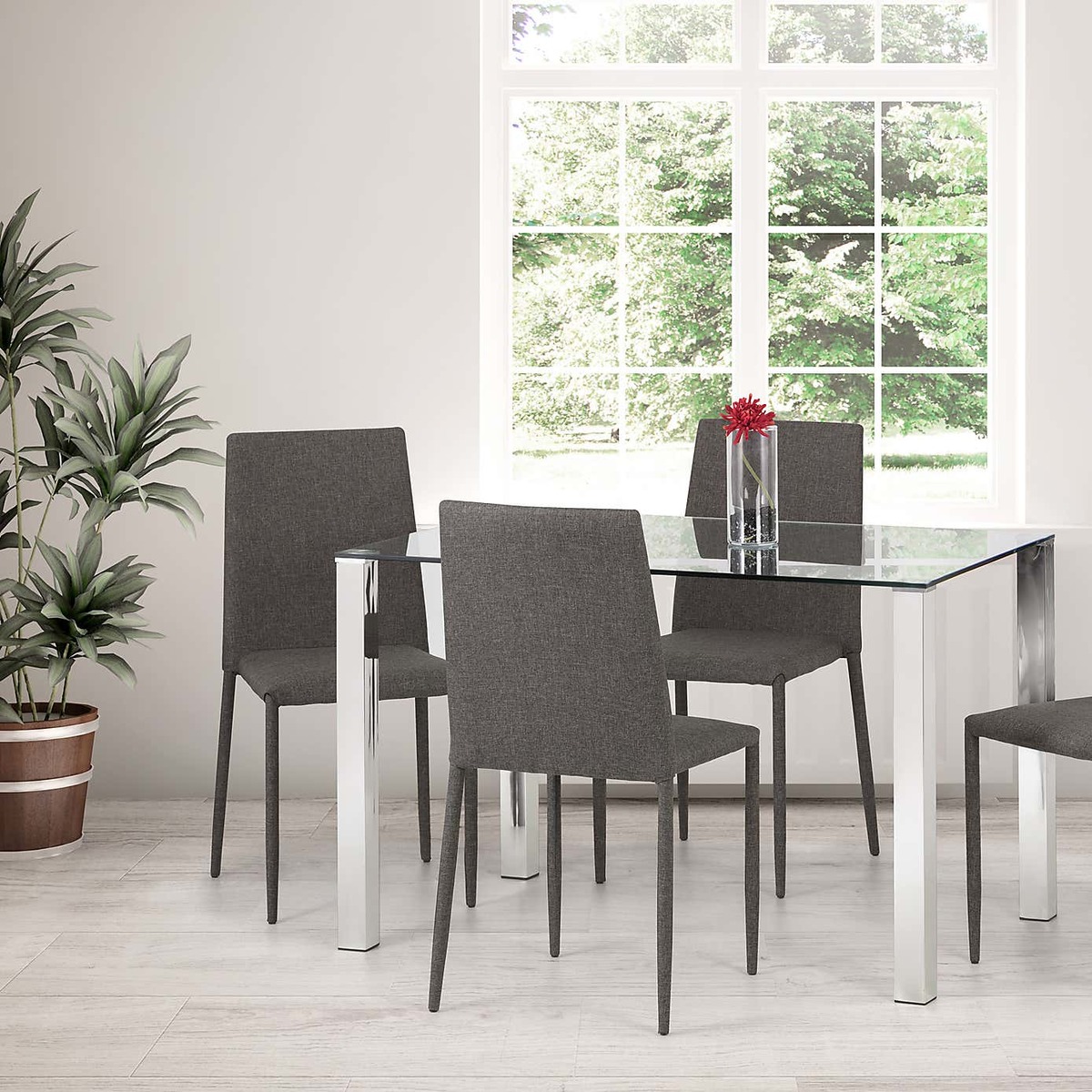 Jazz Set of 4 Stacking Dining Chairs Grey – image 2