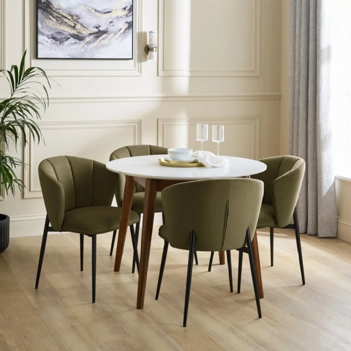 Kiley Dining Chair with Black Legs, Velvet – image 2