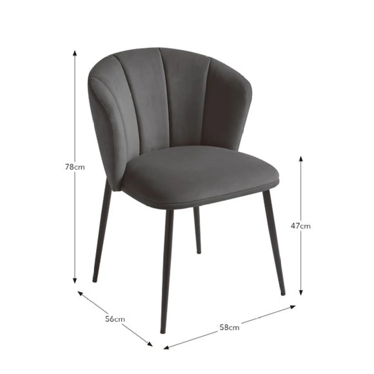 Kiley Dining Chair with Black Legs, Velvet – image 9