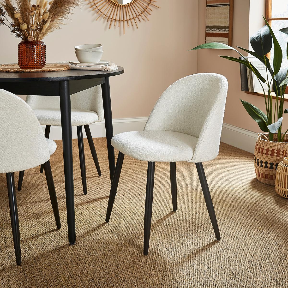 Astrid Boucle Dining Chair, Ivory Ivory – image 1