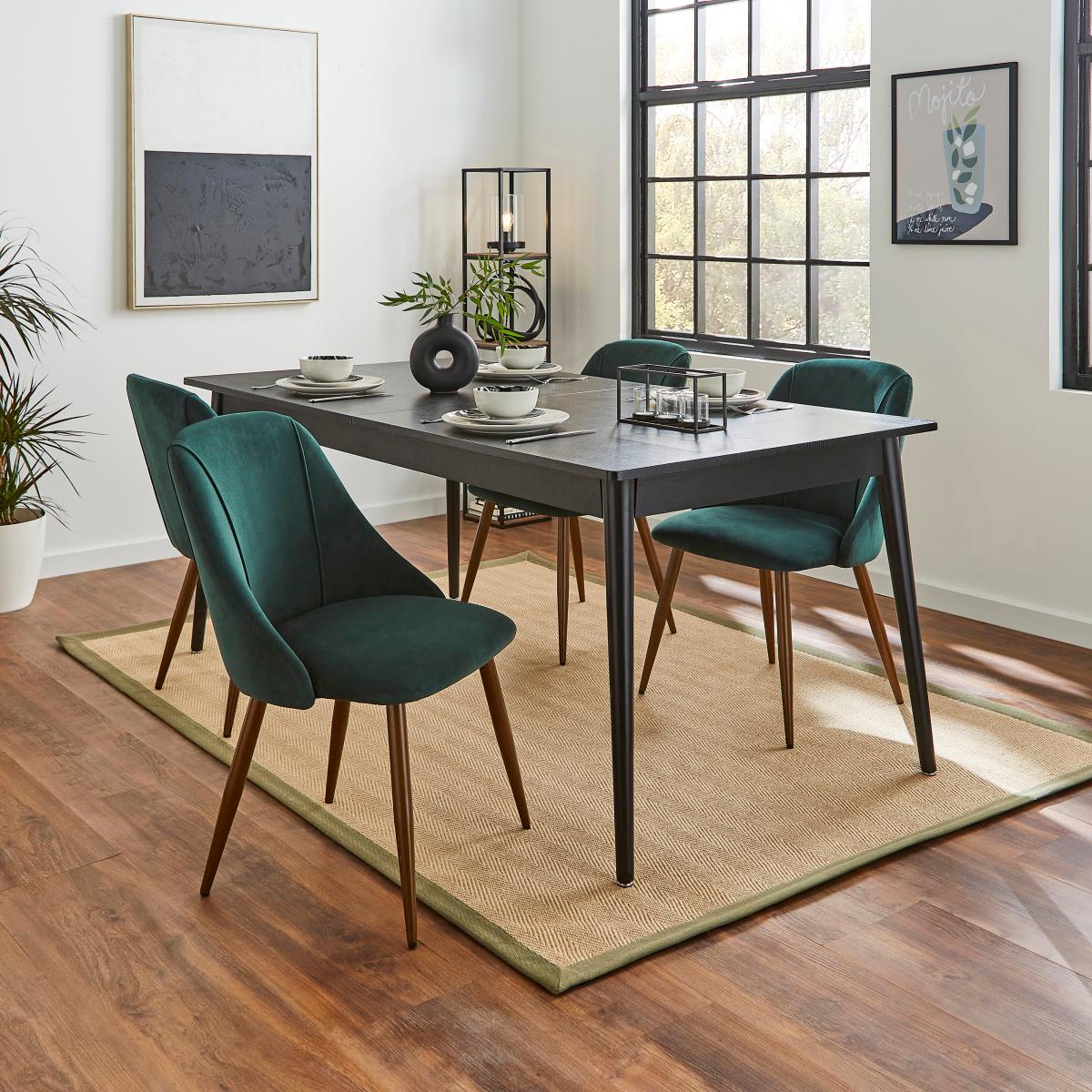 Luna Set of 2 Dining Chairs, Velvet Velvet Bottle Green – image 2