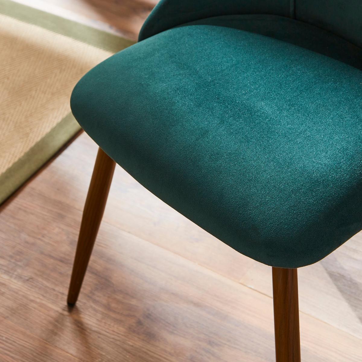 Luna Set of 2 Dining Chairs, Velvet Velvet Bottle Green – image 4