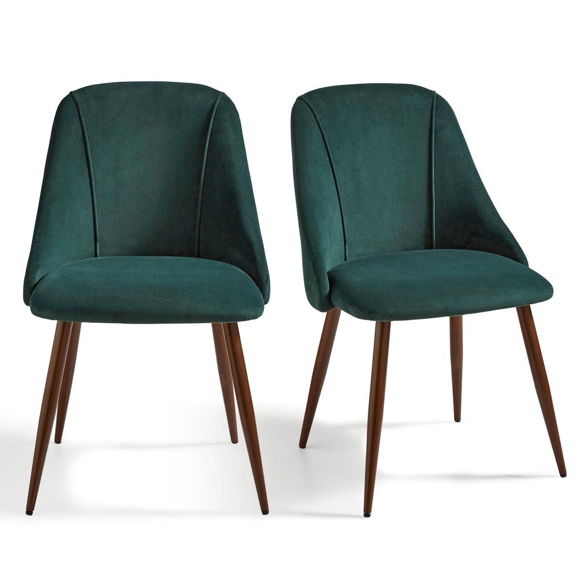 Luna Set of 2 Dining Chairs, Velvet Velvet Bottle Green – image 5