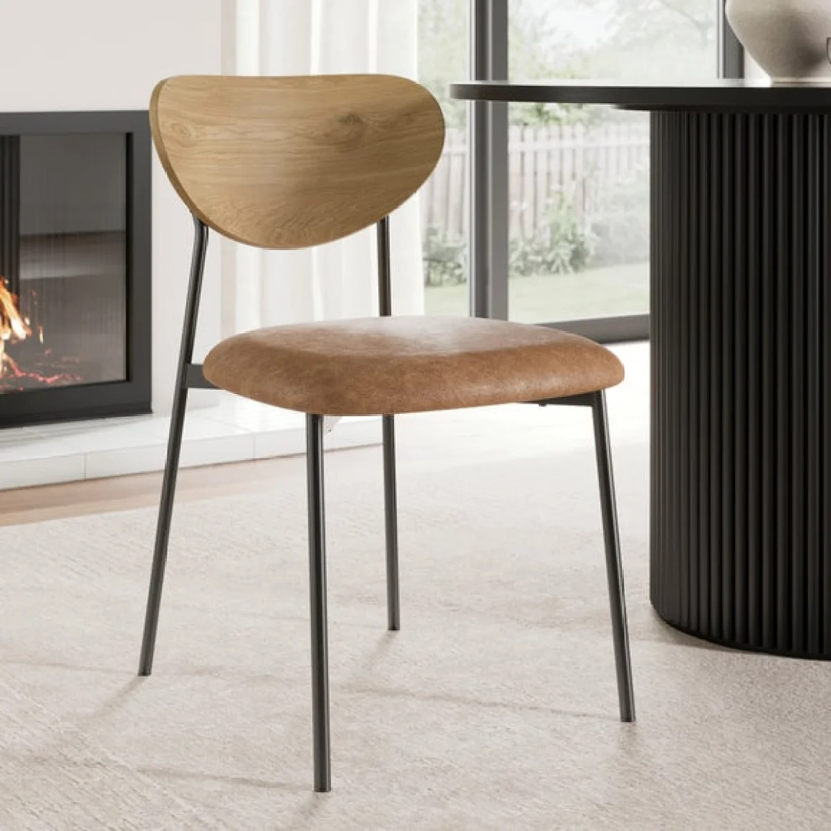 Finn Curved Back Dining Chair, Faux Leather – image 1