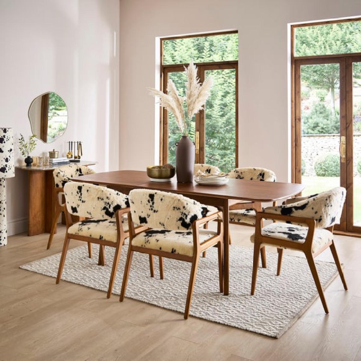 Hugh Dining Chair, Cow Print Faux Fur – image 2