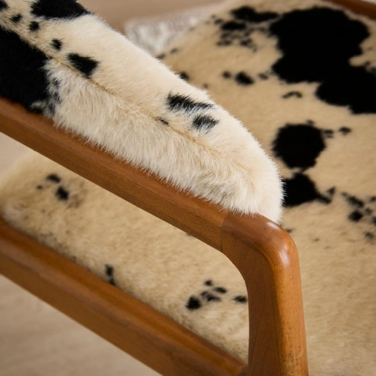 Hugh Dining Chair, Cow Print Faux Fur – image 3
