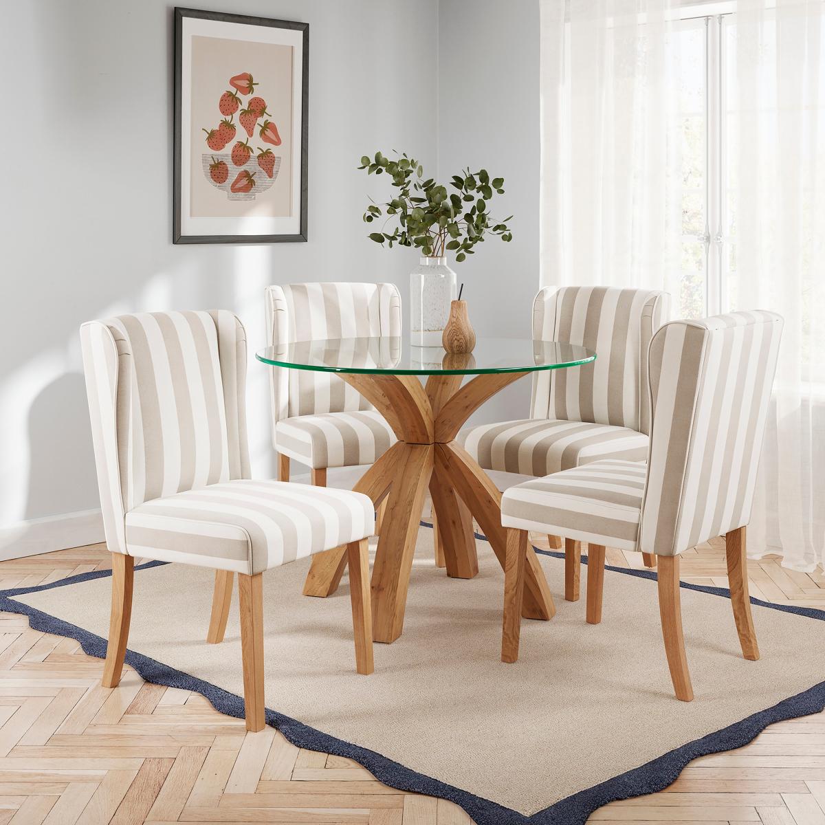 Oswald Dining Chair, Striped Print Natural – image 2