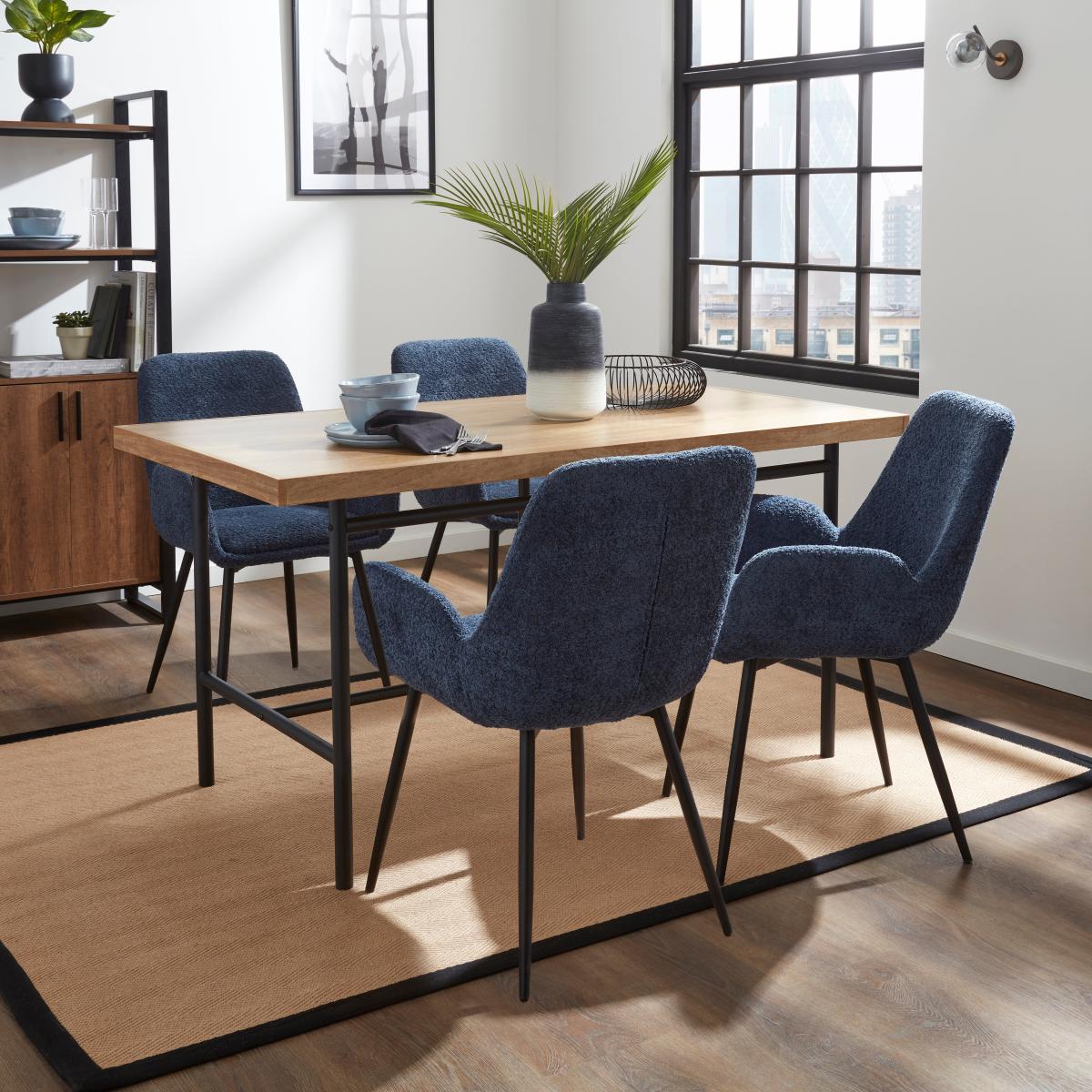 Axel Boucle Chenille Dining Chair Folkstone Blue – image 2