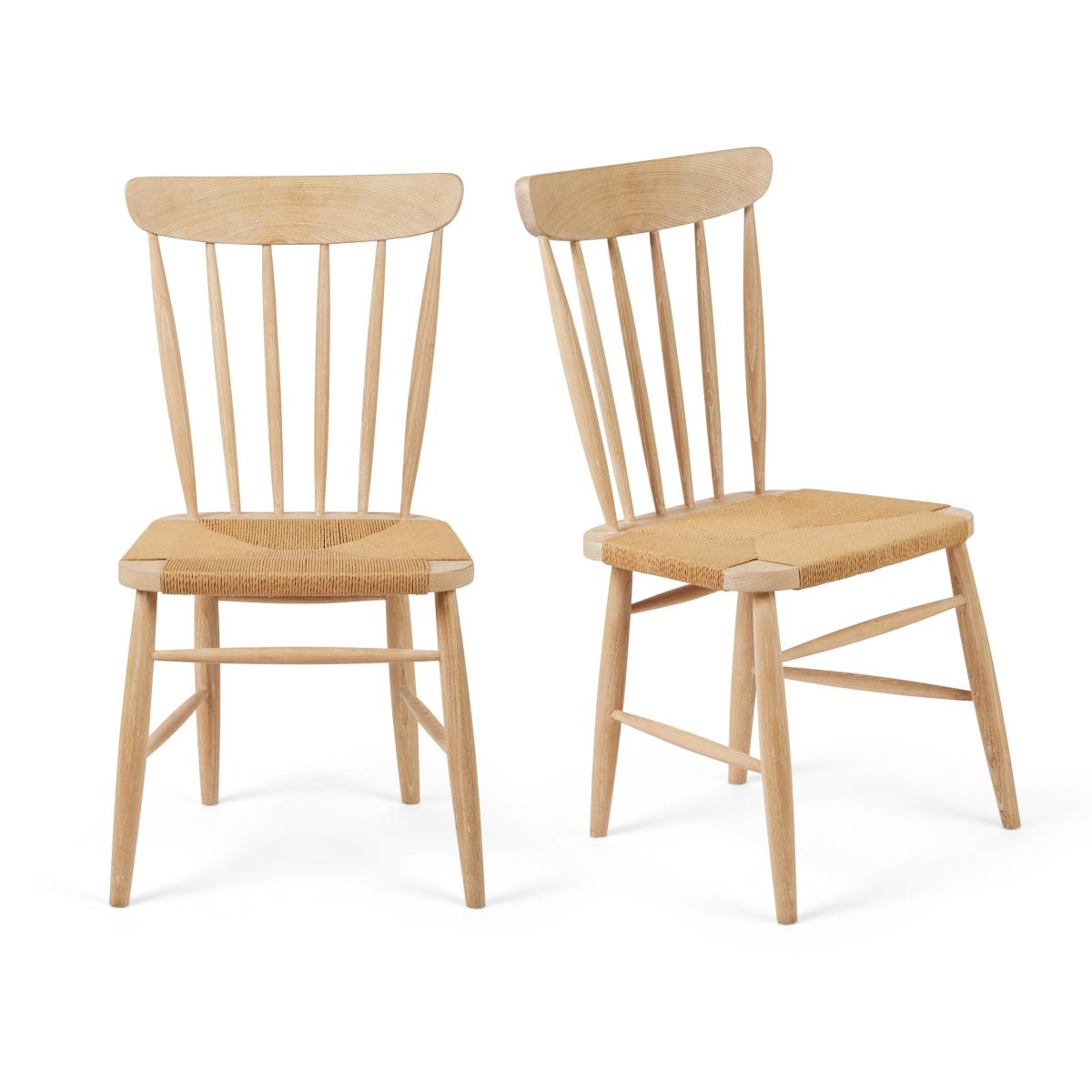 Churchgate Set of 2 Ash Wood Chairs White – image 2