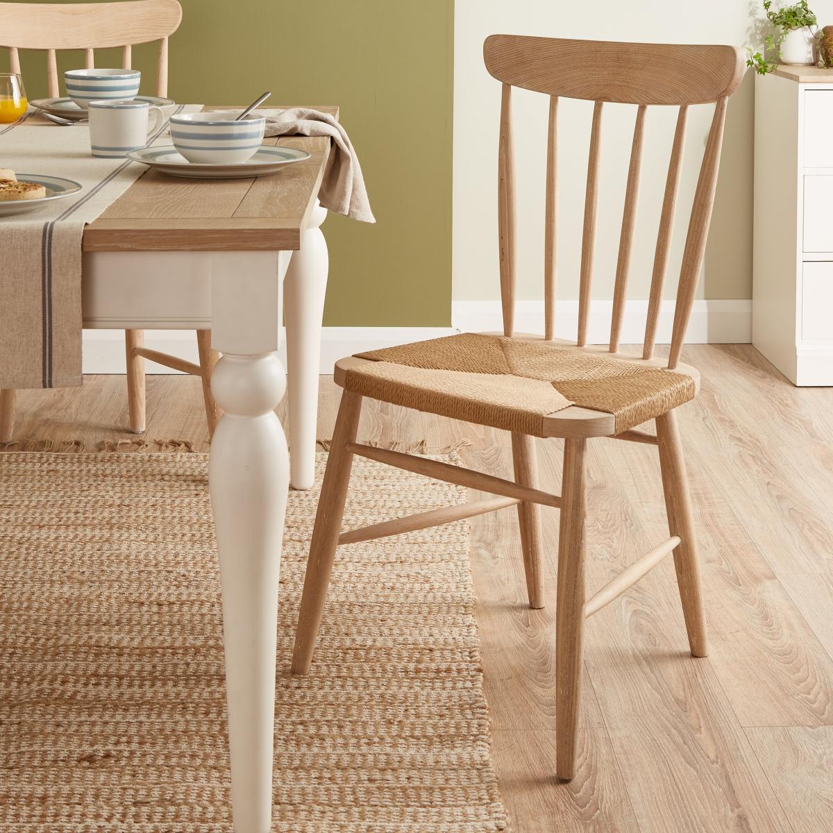 Churchgate Set of 2 Ash Wood Chairs White – image 1