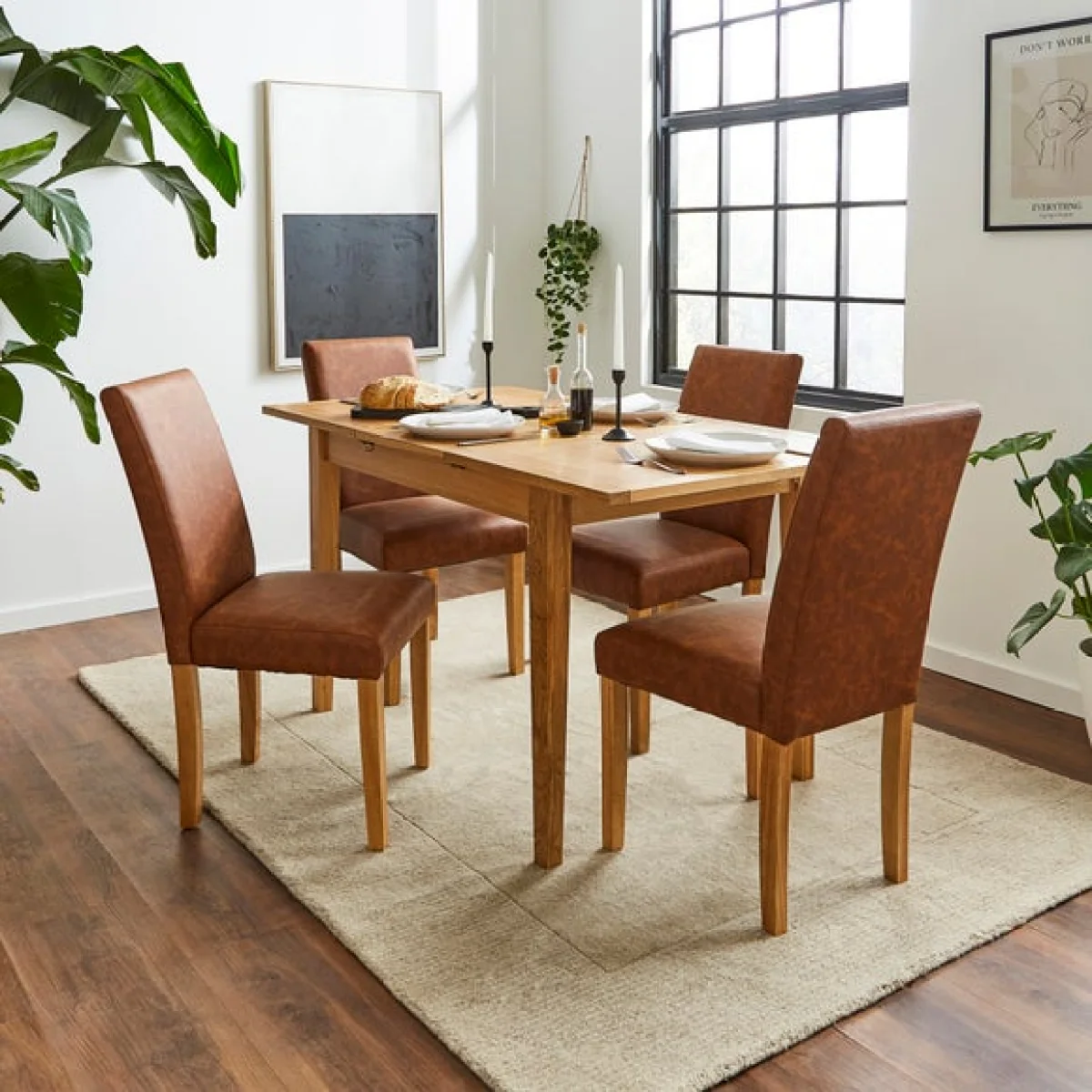 Hugo Set of 2 Dining Chairs, Distressed Faux Leather – image 2
