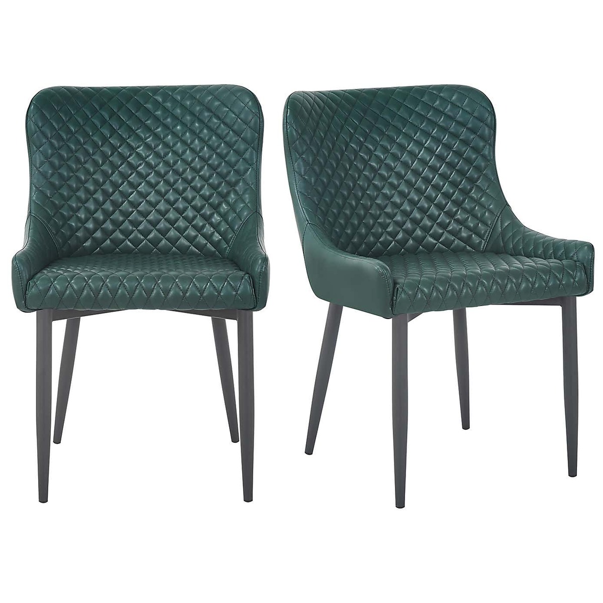 Montreal Set of 2 Dining Chairs Emerald Green PU Leather Emerald Green – image 8