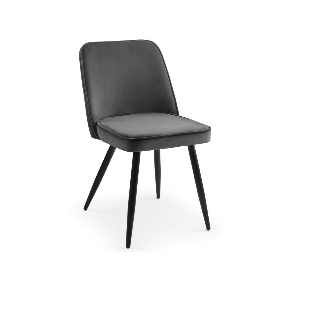 Burgess Set of 2 Velvet Dining Chairs Grey – image 2